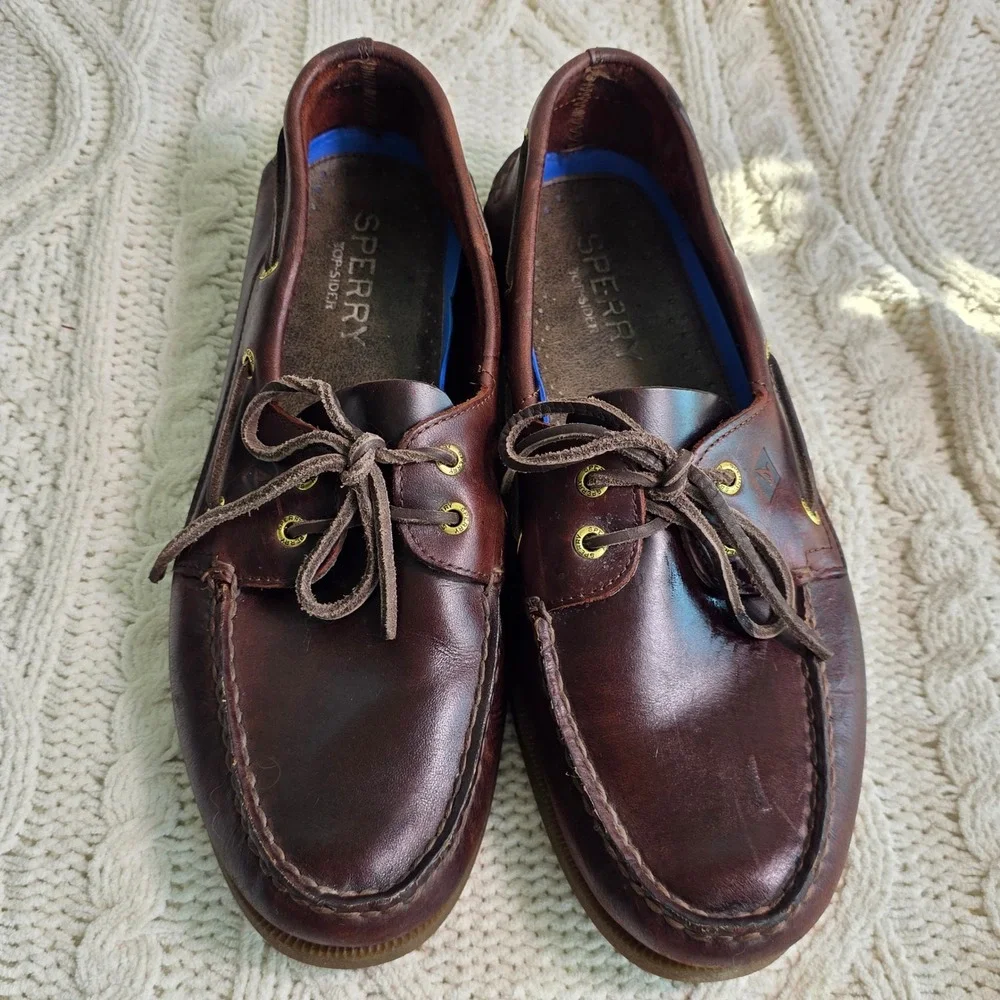 Sperry Top-Sider Boat Shoes Burgundy Brown Leather 2-Eye Mens 12M Pristine
